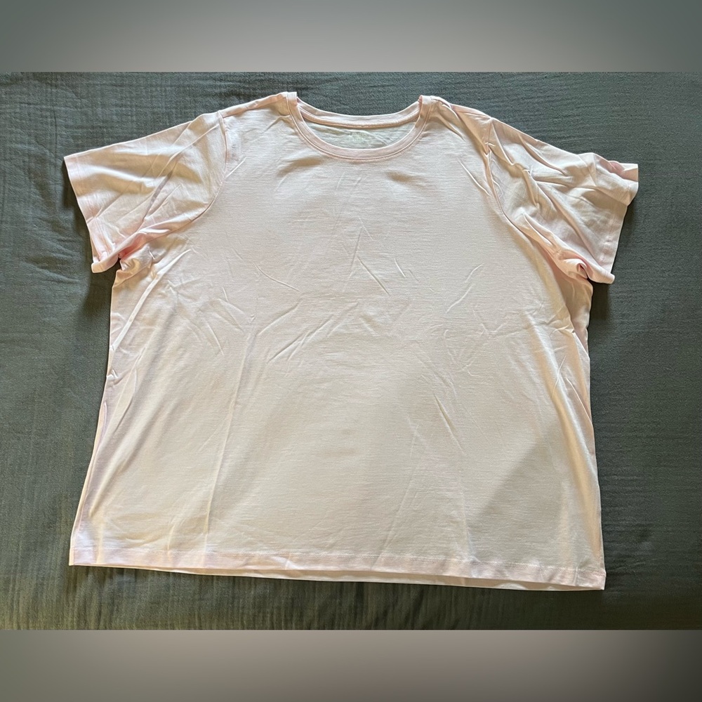 Lands’ End 100% cotton light pink crewneck tee T-shirt short-sleeved NWOT 3X